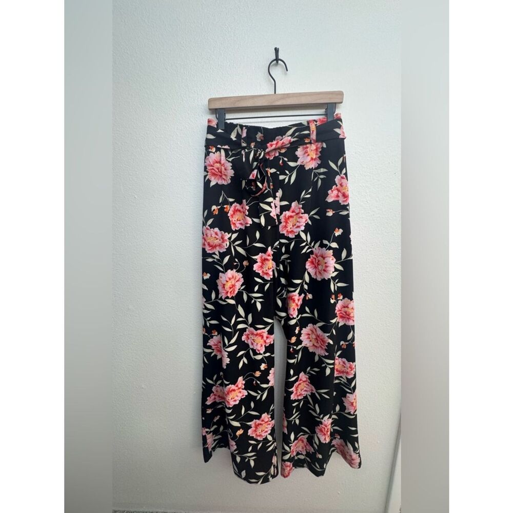 torrid Black Wide-Leg Floral Tie-Waist Pants - Size 3